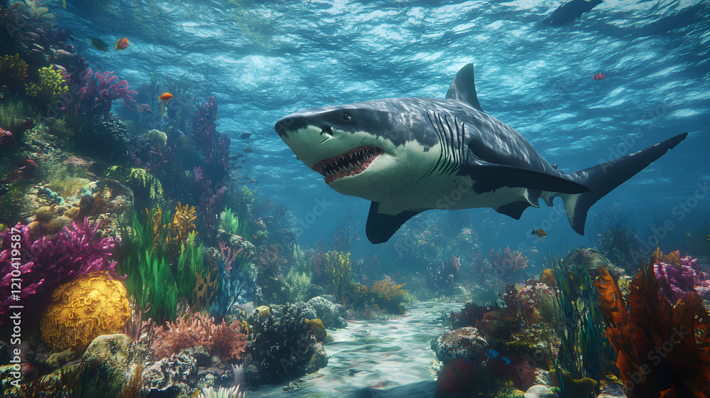 The Thrilling Hunt of a Megalodon Shark in an Ancient Marine Ecosystem Filled with Prehistoric Creatures The Thrilling Hunt of a Megalodon Shark in an Ancient Marine Ecosystem Filled with Prehistoric Creatures