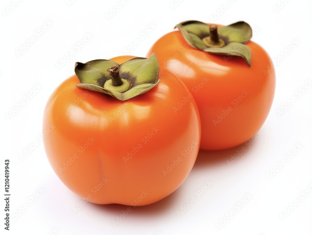 Fresh and Delicious Fuyu Persimmon - Organic Edible Asian Food on White Background, Perfect for Nourishment and Desserts Fresh and Delicious Fuyu Persimmon - Organic Edible Asian Food on White Background, Perfect for Nourishment and Desserts