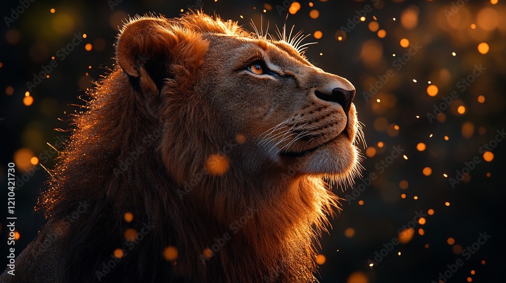 Naklejka premium Majestic Lion in Golden Hour