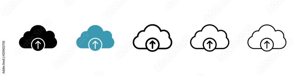 Cloud upload icons vector pack in black and blue colors Cloud upload icons vector pack in black and blue colors