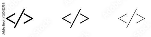 Code icons vector pack in black and blue colors