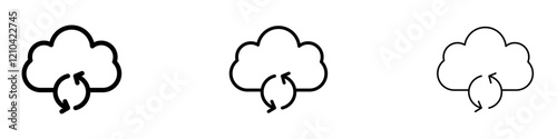 Cloud sync icons vector pack in black and blue colors