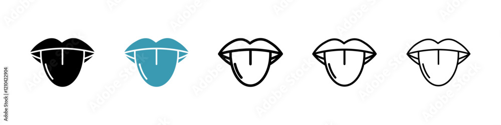 Tongue icons vector pack in black and blue colors Tongue icons vector pack in black and blue colors