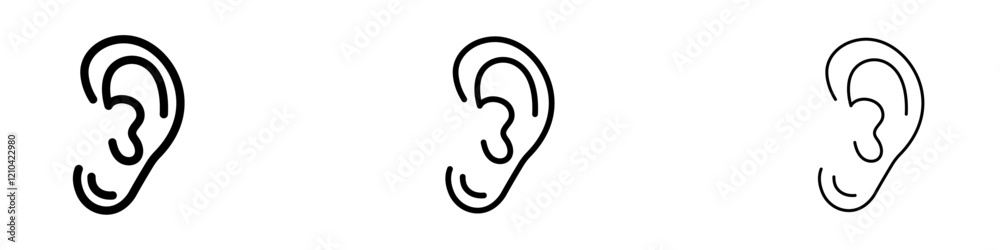 Ear icons vector pack in black and blue colors Ear icons vector pack in black and blue colors