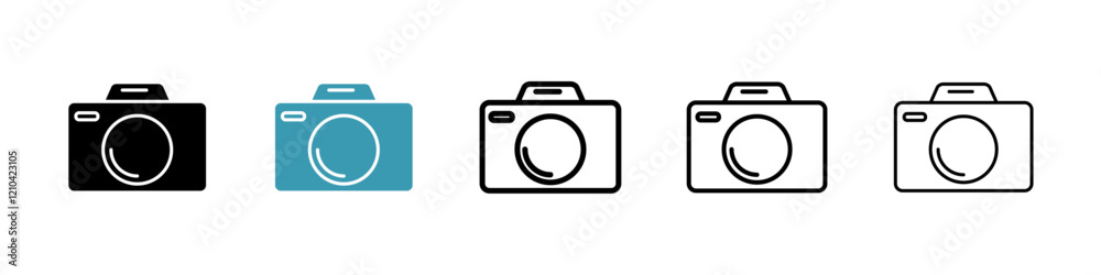 Camera icons vector pack in black and blue colors Camera icons vector pack in black and blue colors