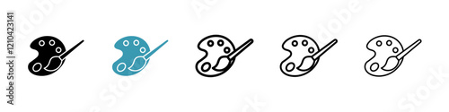 Paint icons vector pack in black and blue colors