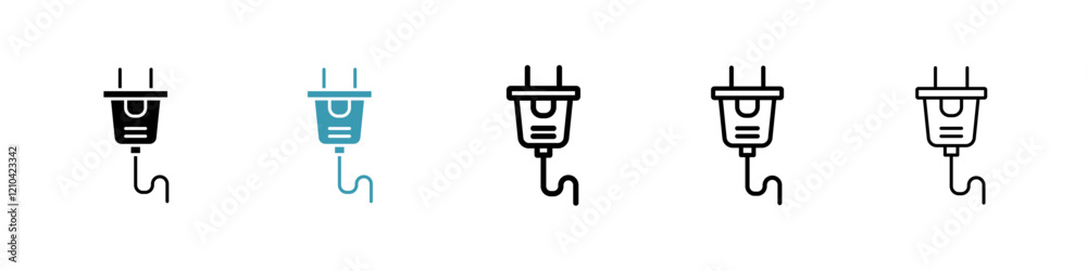 Plug icons vector pack in black and blue colors Plug icons vector pack in black and blue colors
