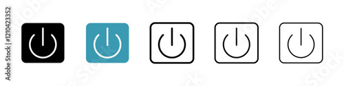 Power button icons vector pack in black and blue colors