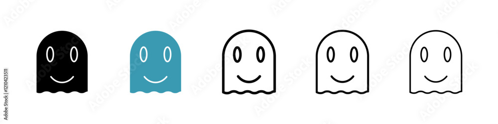 Ghost icons vector pack in black and blue colors