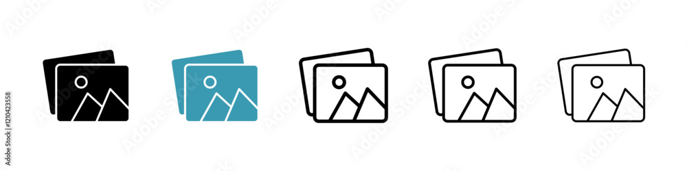 Picture icons vector pack in black and blue colors Picture icons vector pack in black and blue colors