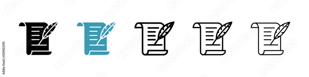 Quill icons vector pack in black and blue colors Quill icons vector pack in black and blue colors