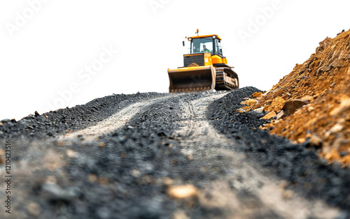 Construction site with a new road being paved for development Isolated on Transparent background PNG photo