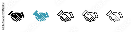 Handshake icons vector pack in black and blue colors