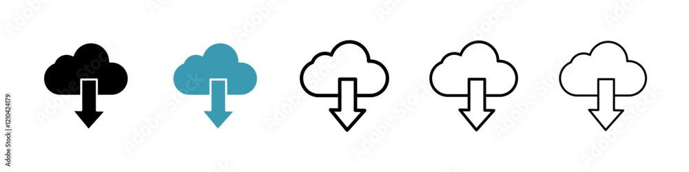 Download from Cloud icons vector pack in black and blue colors Download from Cloud icons vector pack in black and blue colors
