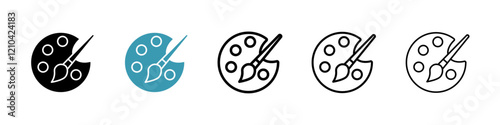 Brush and Palette icons vector pack in black and blue colors