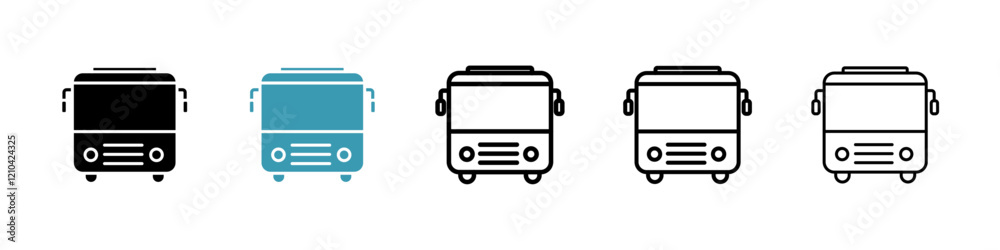 Bus icons vector pack in black and blue colors Bus icons vector pack in black and blue colors
