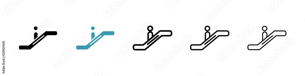 Escalator icons vector pack in black and blue colors Escalator icons vector pack in black and blue colors