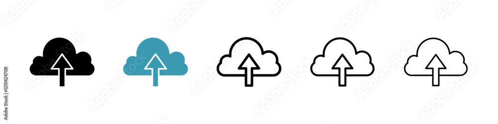 Upload to Cloud icons vector pack in black and blue colors Upload to Cloud icons vector pack in black and blue colors