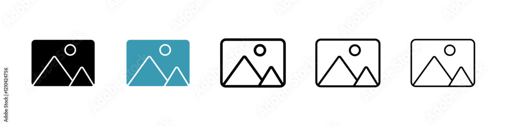 Image icons vector pack in black and blue colors Image icons vector pack in black and blue colors