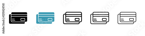 Credit card icons vector pack in black and blue colors