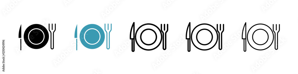 Cutlery icons vector pack in black and blue colors Cutlery icons vector pack in black and blue colors