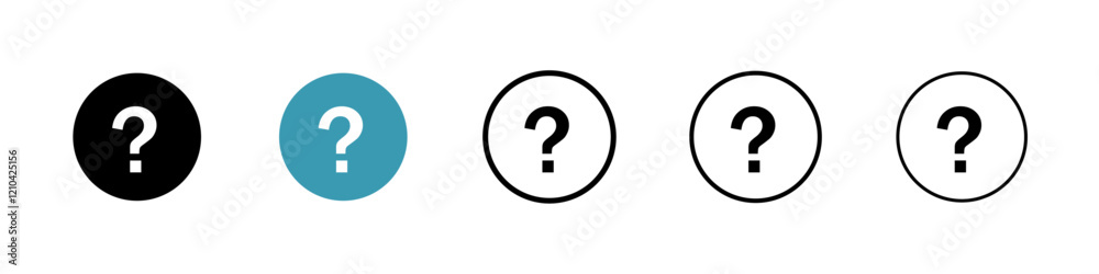 Doubts button icons vector pack in black and blue colors Doubts button icons vector pack in black and blue colors