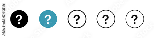 Doubts button icons vector pack in black and blue colors