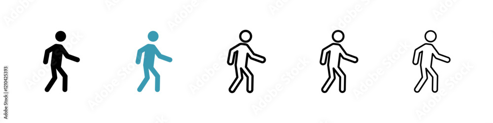 Walk icons vector pack in black and blue colors Walk icons vector pack in black and blue colors