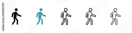Walk icons vector pack in black and blue colors
