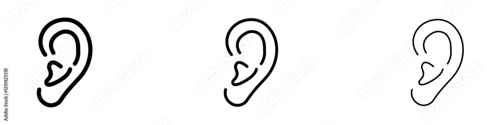 Ear icons vector pack in black and blue colors Ear icons vector pack in black and blue colors