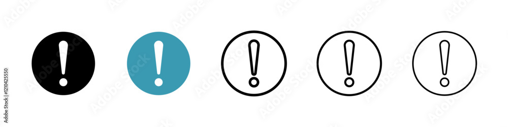 Exclamation button icons vector pack in black and blue colors Exclamation button icons vector pack in black and blue colors