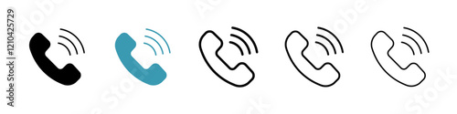 Phone call icons vector pack in black and blue colors