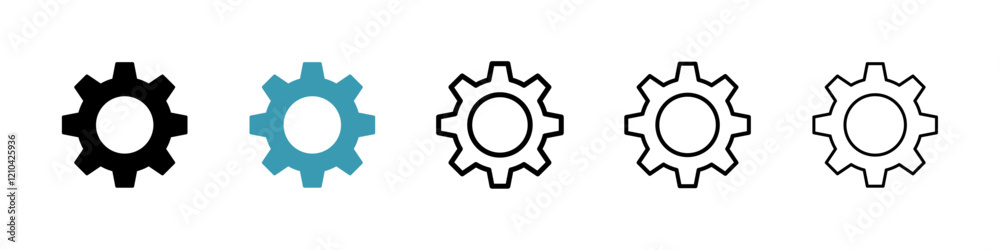 Settings icons vector pack in black and blue colors Settings icons vector pack in black and blue colors