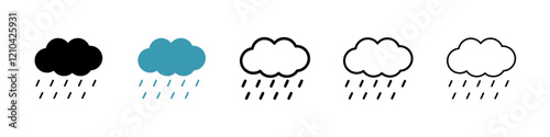 Fotografie Rain icons vector pack in black and blue colors