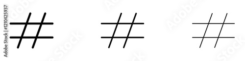 Hashtag icons vector pack in black and blue colors