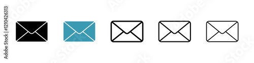Envelope icons vector pack in black and blue colors