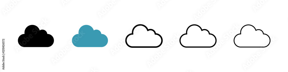 Cloud icons vector pack in black and blue colors