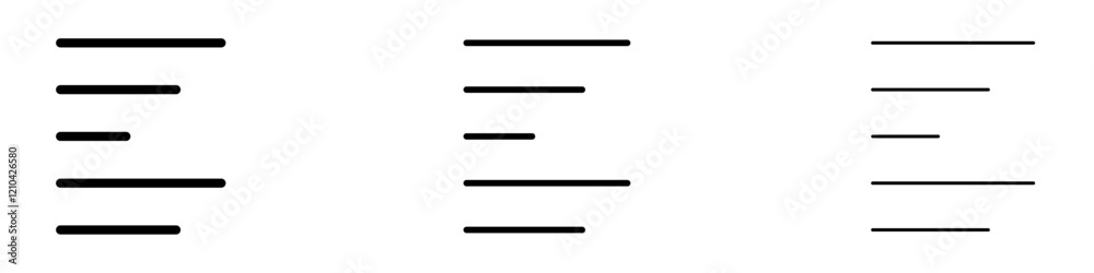 Align left icons vector pack in black and blue colors Align left icons vector pack in black and blue colors