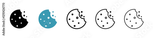 Cookie icons vector pack in black and blue colors