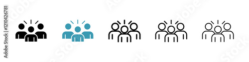 Community icons vector pack in black and blue colors