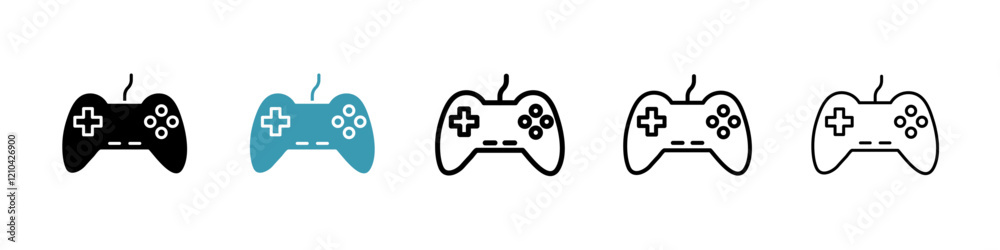 Gaming controller icons vector pack in black and blue colors Gaming controller icons vector pack in black and blue colors