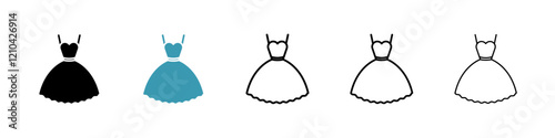 Dress icons vector pack in black and blue colors