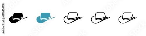 Hat icons vector pack in black and blue colors