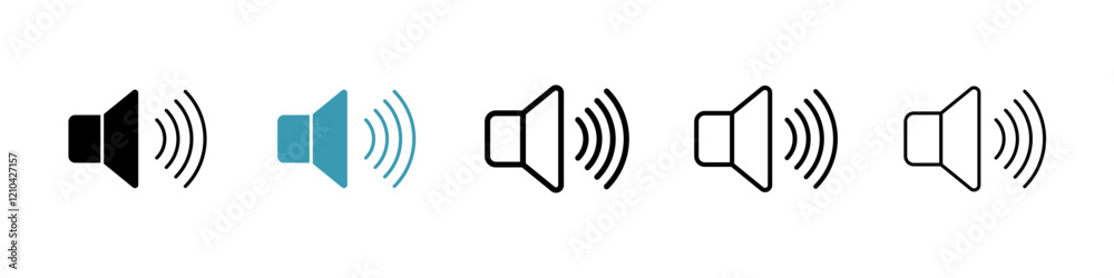 Speaker icons vector pack in black and blue colors Speaker icons vector pack in black and blue colors