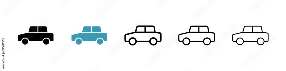 Car icons vector pack in black and blue colors Car icons vector pack in black and blue colors