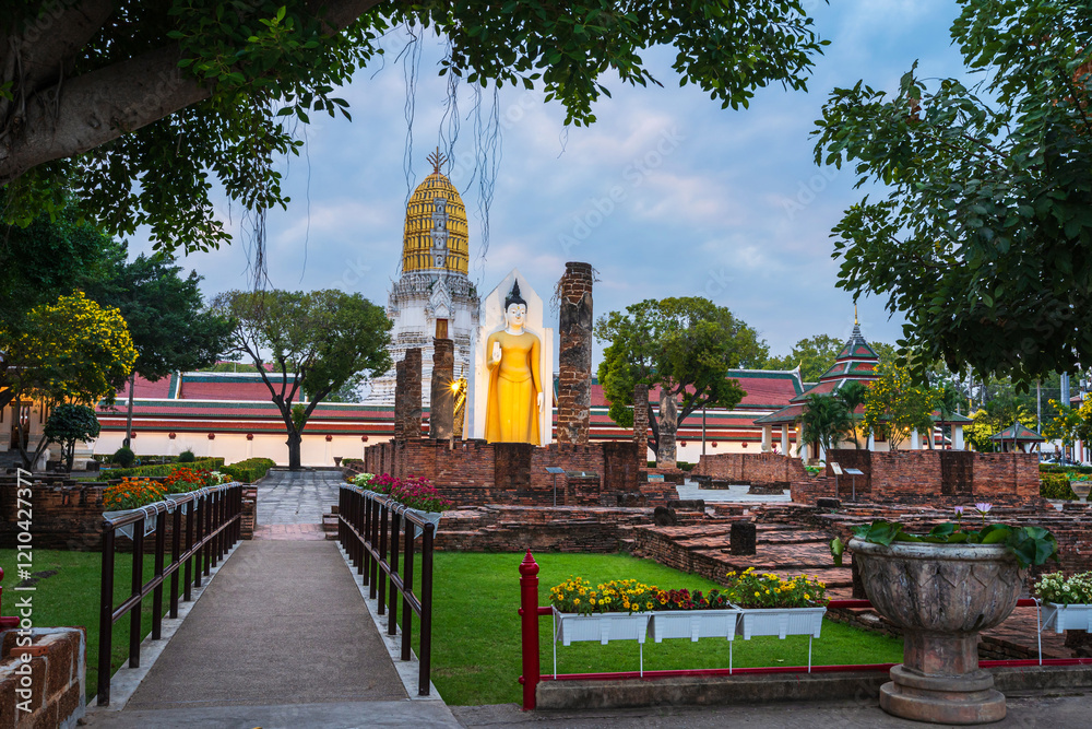 Old Buddha statue at Wat Phra Si Rattana Mahathat also colloquially referred to as Wat Yai is a Buddhist temple (wat) It is a major tourist is Public places attraction Phitsanulok,Thailand.