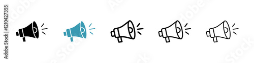 Megaphone icons vector pack in black and blue colors