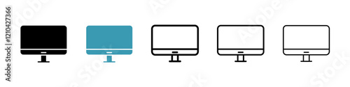 Monitor icons vector pack in black and blue colors