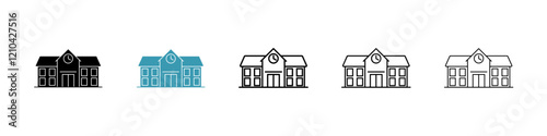 School icons vector pack in black and blue colors