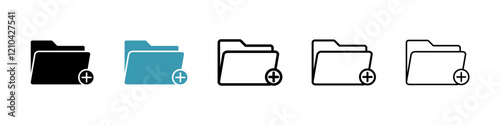 Create folder icons vector pack in black and blue colors